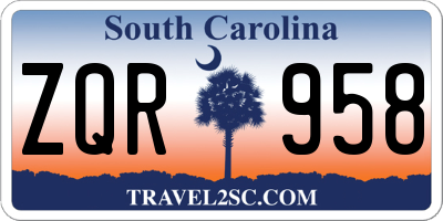 SC license plate ZQR958