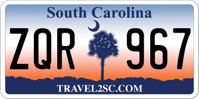 SC license plate ZQR967