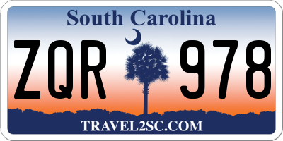 SC license plate ZQR978