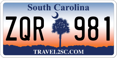 SC license plate ZQR981