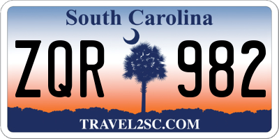 SC license plate ZQR982