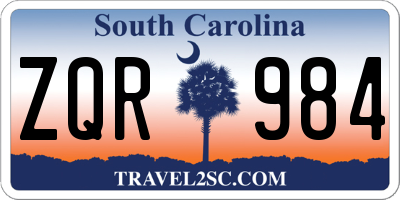 SC license plate ZQR984