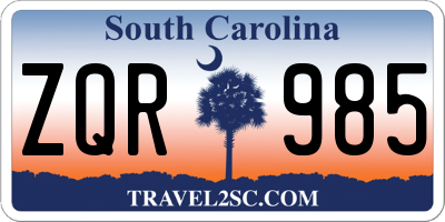 SC license plate ZQR985
