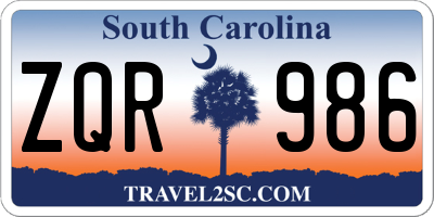 SC license plate ZQR986