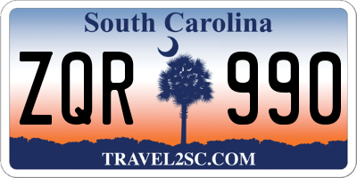 SC license plate ZQR990