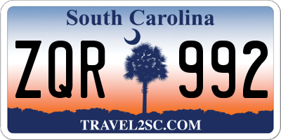 SC license plate ZQR992