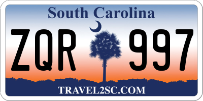 SC license plate ZQR997