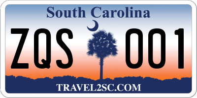 SC license plate ZQS001