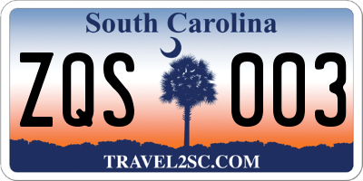 SC license plate ZQS003
