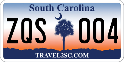 SC license plate ZQS004