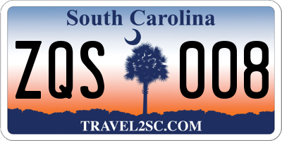 SC license plate ZQS008