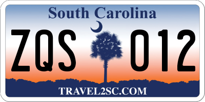 SC license plate ZQS012