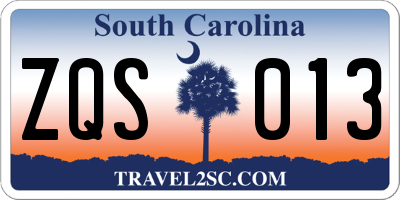 SC license plate ZQS013