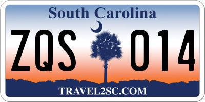 SC license plate ZQS014