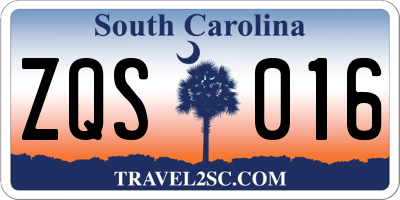 SC license plate ZQS016