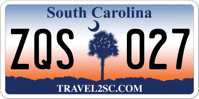 SC license plate ZQS027