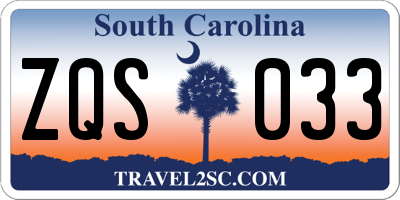 SC license plate ZQS033