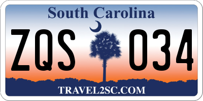 SC license plate ZQS034
