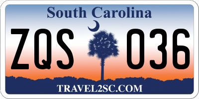 SC license plate ZQS036