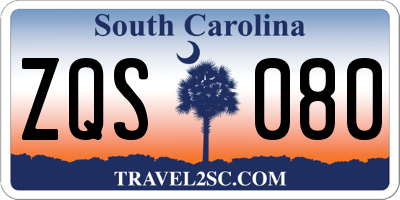 SC license plate ZQS080