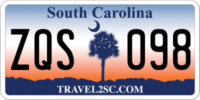 SC license plate ZQS098