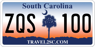 SC license plate ZQS100