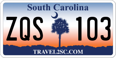 SC license plate ZQS103