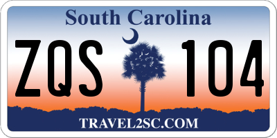 SC license plate ZQS104