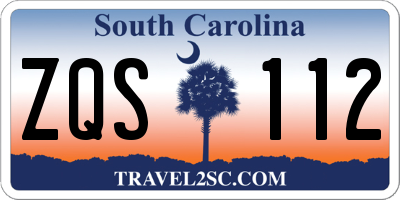 SC license plate ZQS112