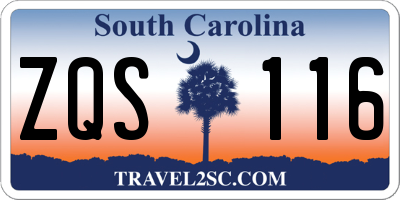 SC license plate ZQS116
