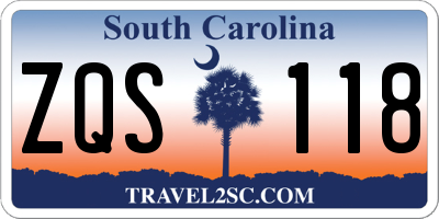 SC license plate ZQS118