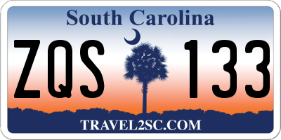 SC license plate ZQS133