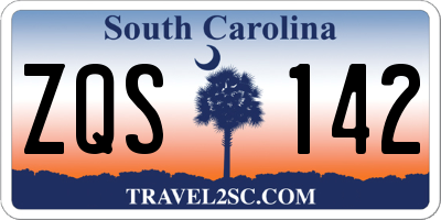 SC license plate ZQS142