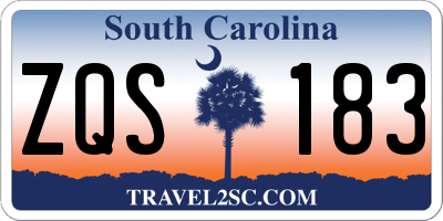 SC license plate ZQS183