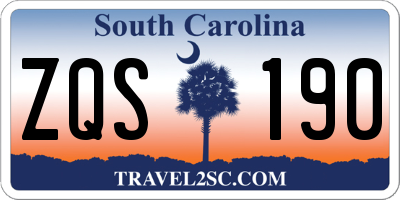 SC license plate ZQS190