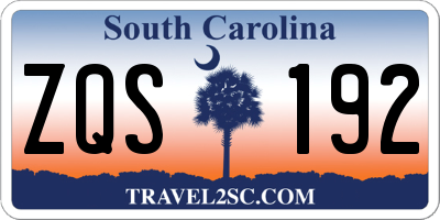 SC license plate ZQS192