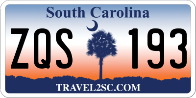 SC license plate ZQS193