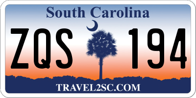 SC license plate ZQS194