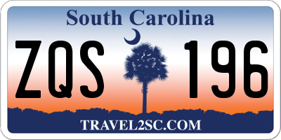 SC license plate ZQS196