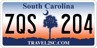 SC license plate ZQS204