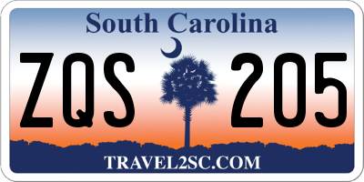 SC license plate ZQS205