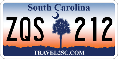 SC license plate ZQS212