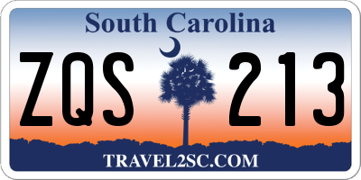 SC license plate ZQS213