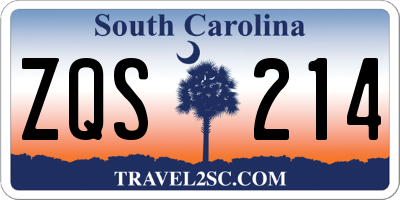 SC license plate ZQS214