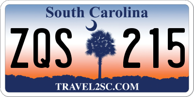 SC license plate ZQS215