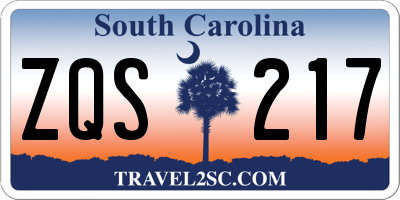 SC license plate ZQS217