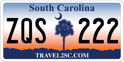 SC license plate ZQS222