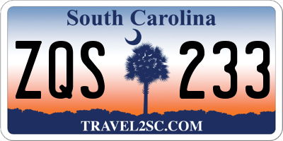 SC license plate ZQS233