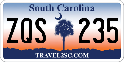 SC license plate ZQS235