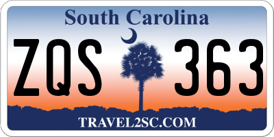 SC license plate ZQS363